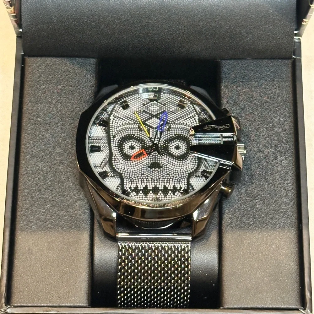 NEW Mens Stainless Steel Mesh Band Ed Hardy Watch